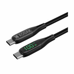 Kodak Kabel USB C <-> USB C LED, 1m (Black) Ultra premium
