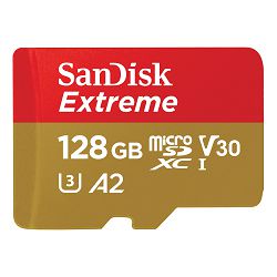 SanDisk Memorijska kartica SDSQXAA-128G-GN6MN Extreme microSDXC 128GB R190MB/s / W90MB/s  A2 C10 V30 UHS-I U3