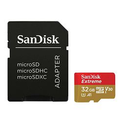 SanDisk Memorijska kartica SDSQXAF-032G-GN6AA Extreme microSDHC 32GB  R100MB/s A1 C10 V30 UHS-I U3 for Action Sports Cameras + SD Adapter