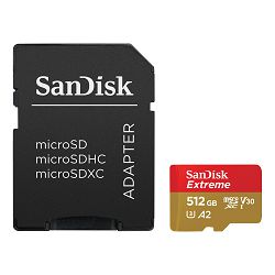 SanDisk Memorijska kartica SDSQXAV-512G-GN6MA Extreme microSDXC 512GB R190MB/s / W130MB/s  A2 C10 V30 UHS-I U3 + SD Adapter