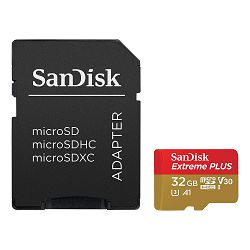 SanDisk Memorijska kartica SDSQXBG-032G-GN6MA Extreme Plus microSDHC 32GB  R100MB/s W90MB/s A1 C10 V30 UHS-I U3 + SD Adapter + Rescue Pro Deluxe